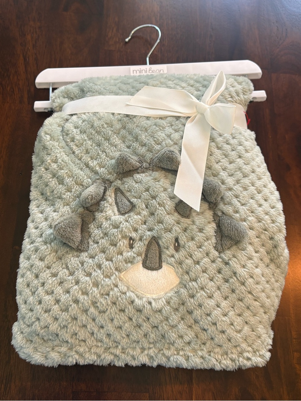 New Mini Bean Plush Dinosaur Baby Blanket - Soft Sage Green
